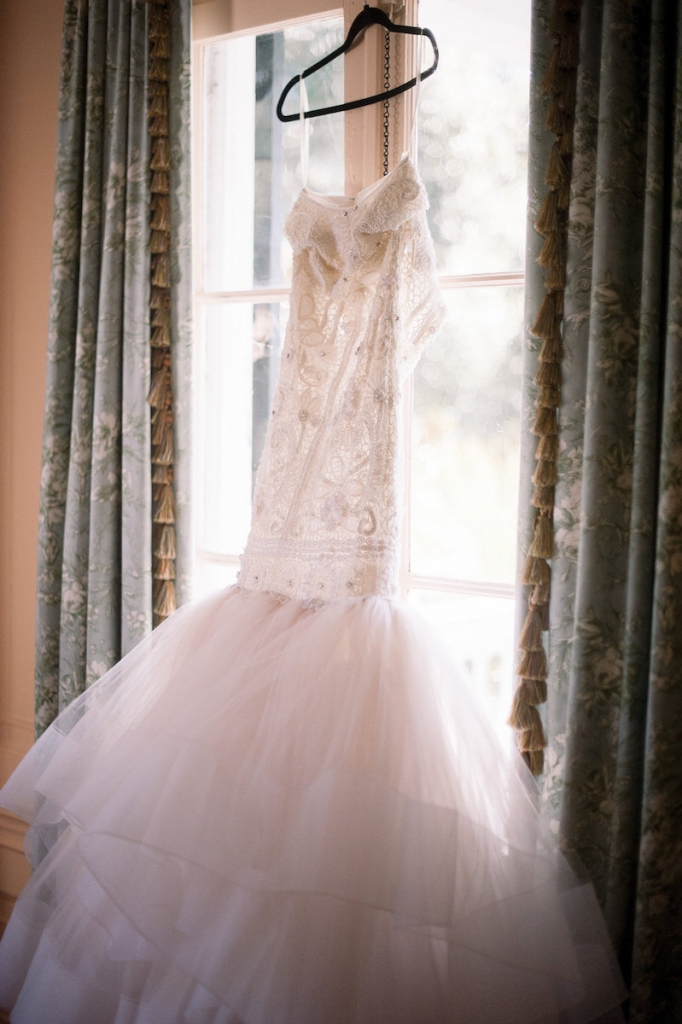 Bride&#039;s gown by Lazaro (available locally at Gown Boutique of Charleston). Image by Timwill Photography.