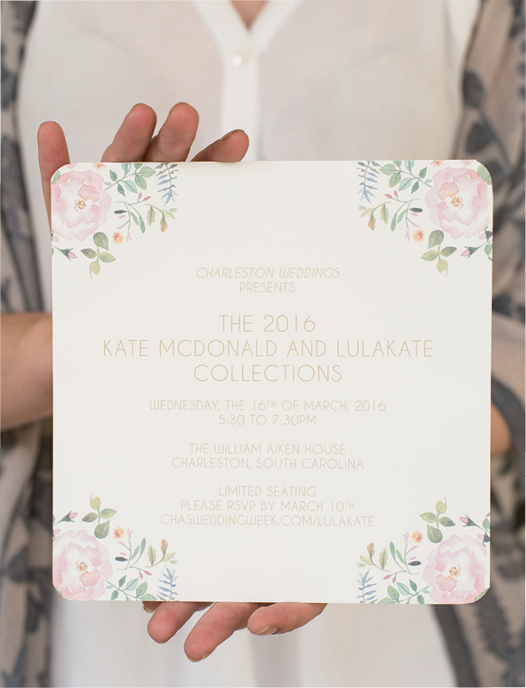 Kate McDonald &amp; LulaKate Presentation: Dodeline Design&#039;s watercolor invitations. Photographed at the William Aiken House by Marni Rothschild Pictures