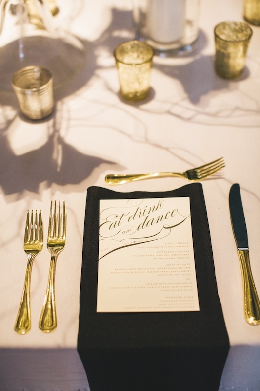 Menu by Minted. Linens from Nüage Designs. Photograph by Hyer Images.