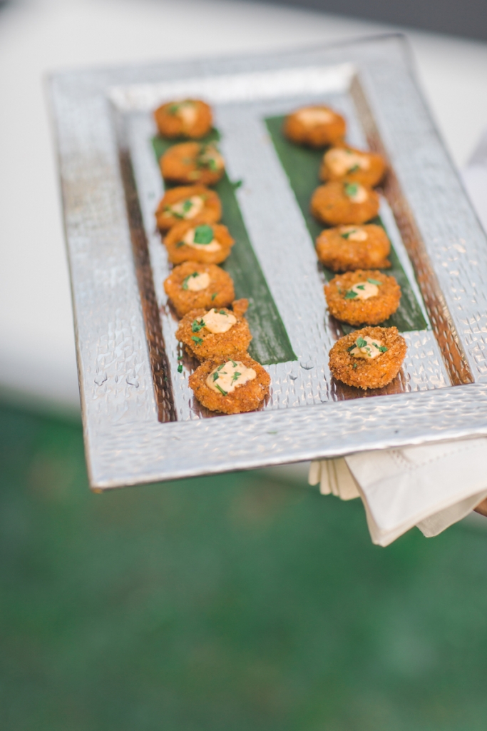 Small plates and passed hors d’oeuvres made the evening feel more like a party and not “like a dinner with a little dancing,” says Laura.  Catering by Patrick Properties Hospitality Group. Image by Elisabeth Millay Photography.