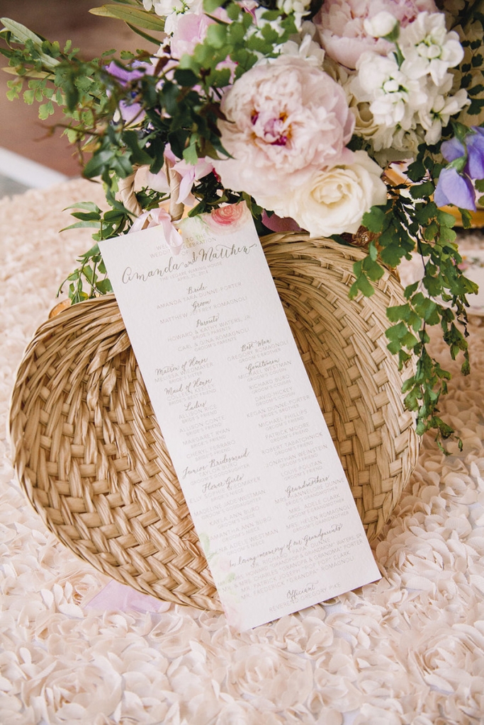 Program by Blue Glass Design. Florals by Branch Design Studio. Image by Timwill Photography.