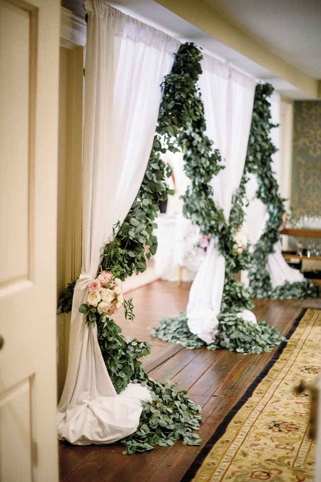 Wedding design by Sage Innovations. Florals by Branch Design Studio. Image by Timwill Photography at McCrady&#039;s Restaurant.