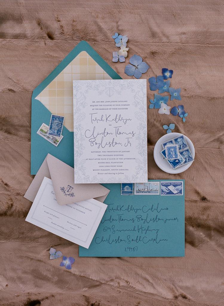“There aren’t many occasions in life that get the luxury of letterpress,” says Tarah, who worked with SAS-E Ink to perfect the invitation suite she designed.