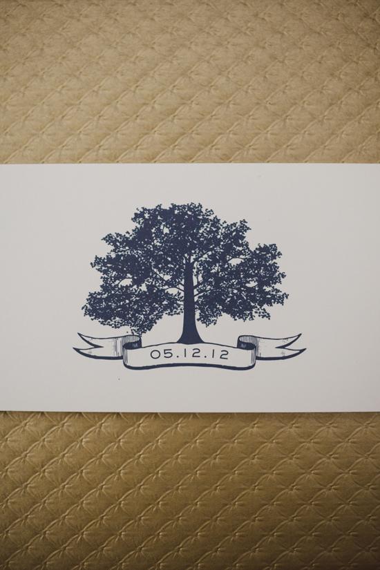 BRANCHING OUT: Cheree Berry’s tree motif was carried throughout the wedding’s paper goods.