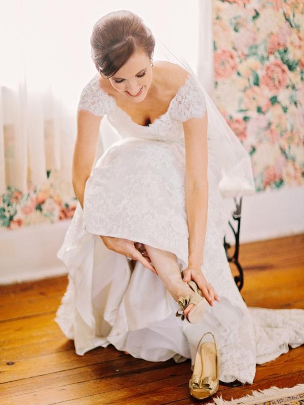 Bridal gown by Allure Bridals, available in Charleston through Bridals by Jodi. Shoes by Kate Spade. Image by Amy Arrington Photography at Old Wide Awake Plantation.