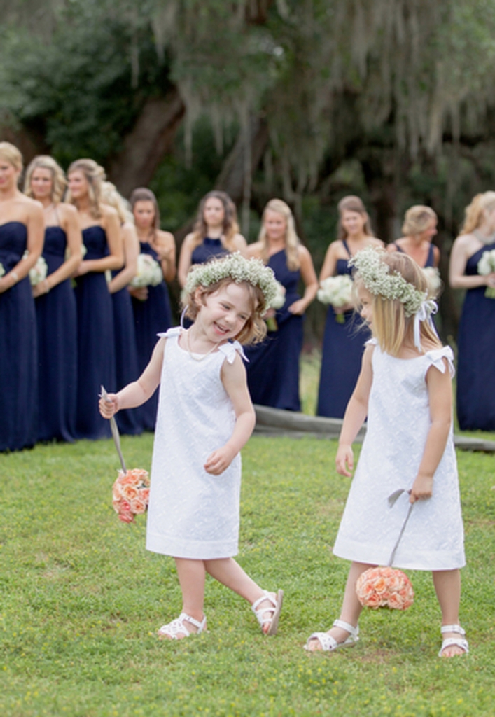 Flower girl dresses from Janie and Jack. Florals by HB Stems. Bridesmaid dresses by Amsale from Bella Bridesmaids. Image by Elisabeth Millay Photography.