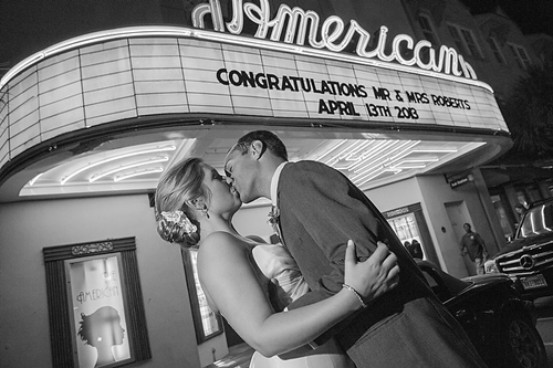 NAME IN LIGHTS: The iconic American Theater on King Street wishes Jessica and Ryan well.
