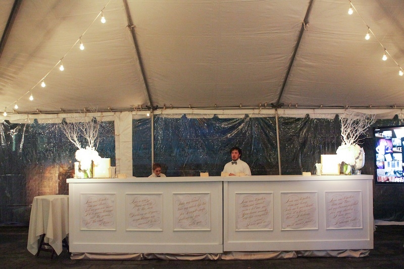 Signage by Sixpence Press. Bar from EventWorks. Tent from Snyder Events. Bar and wine service by Fish Restaurant. Image by The Connellys.