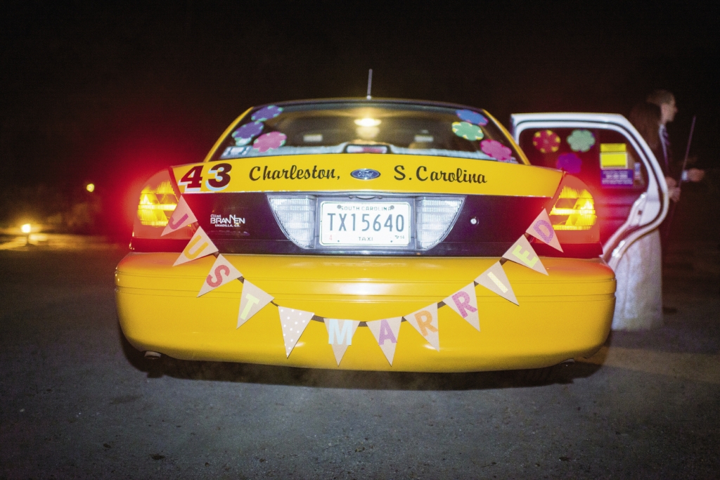 CAB FARE: New Yorkers through and through, Brian and Lindsay enlisted a yellow taxi to whisk them away. Katie made it their own with funky floral decals and a pennant banner. After their wedding weekend, the newlyweds embarked on a honeymoon in Nicaragua.