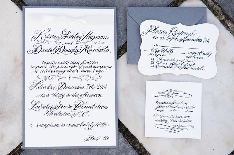 Stationery suite designed by the father of the groom. Image by Reese Moore Weddings.