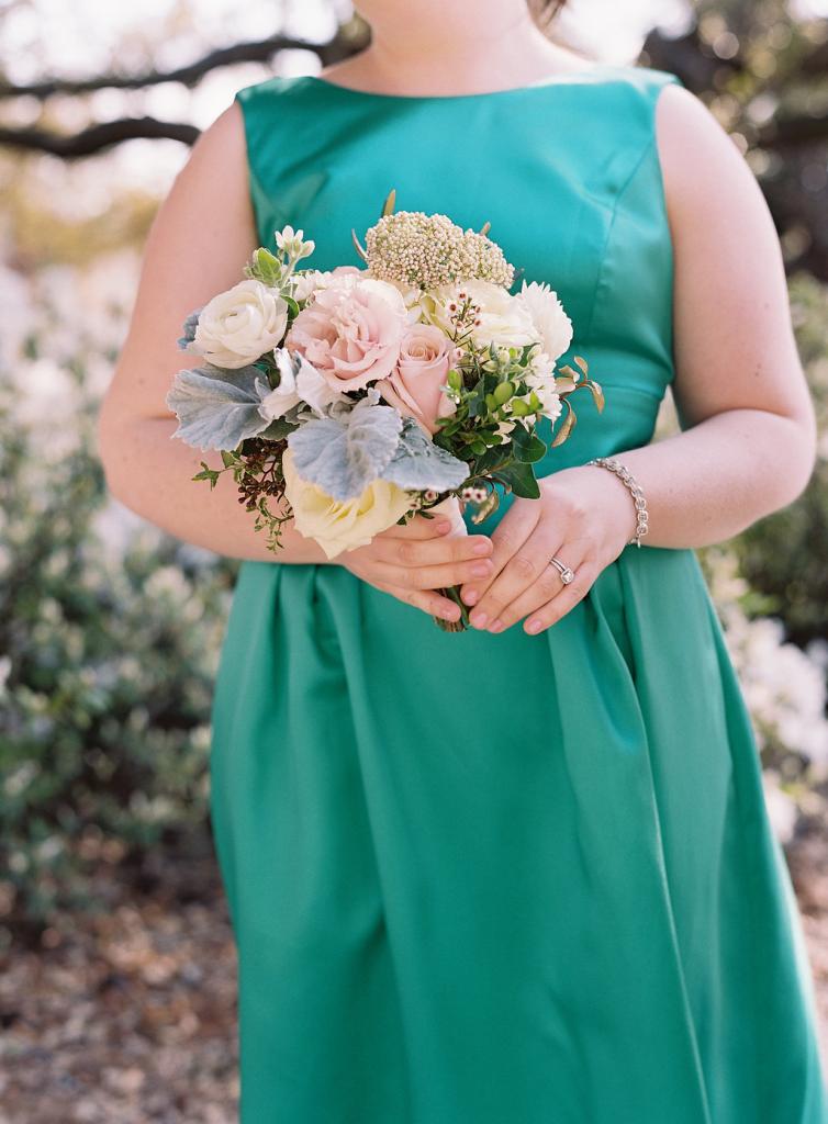 “When you get engaged, right away people ask, ‘What are your colors?’” says Calder. While she admits color has its place (like in this wedding with its blues, greens, and pinks), Calder’s  focus goes elsewhere.