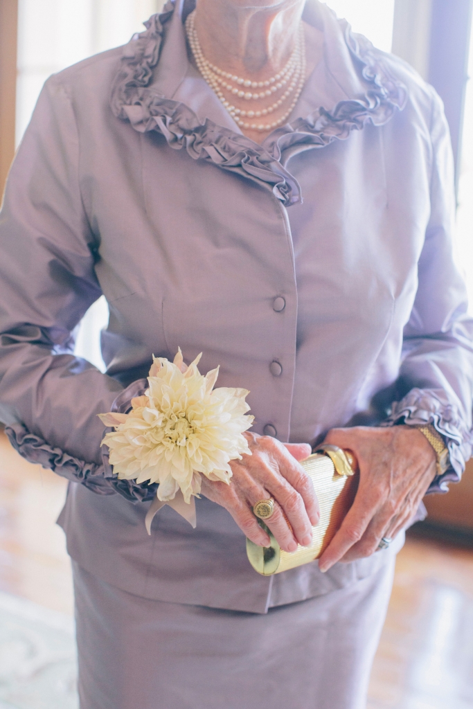 GRANDMOTHER, MAY I: Aileen Kassen, Diana’s paternal grandmother, dazzled in a lavender skirt suit, pearls, and an oversized dahlia corsage.