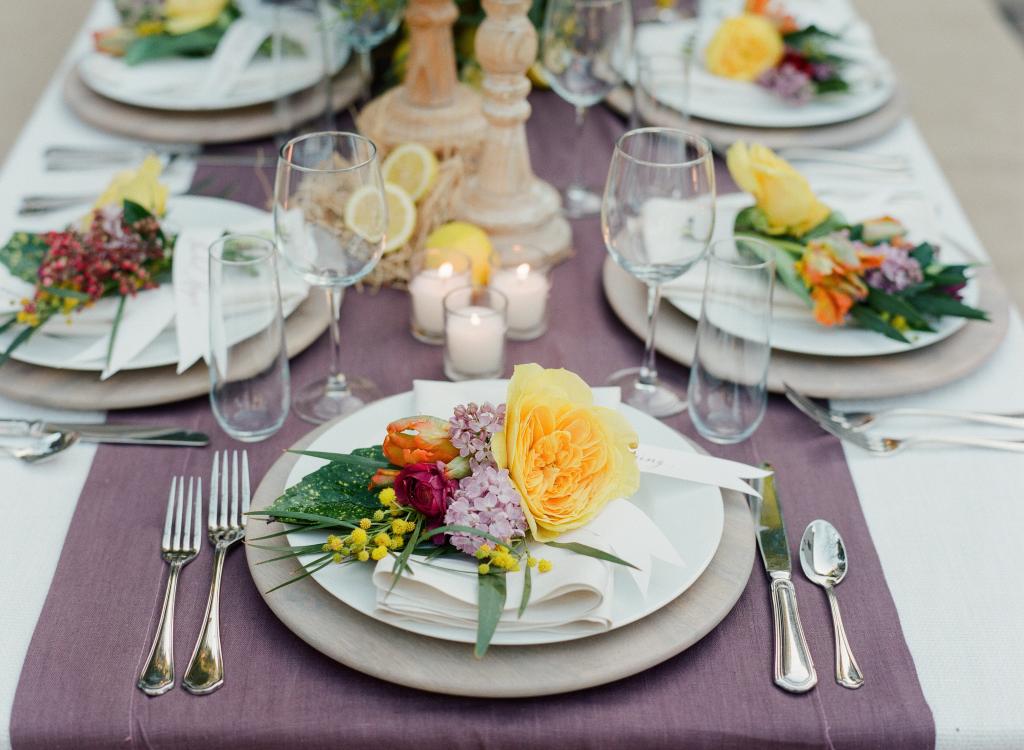 Catering by Cru Catering. Rentals, linens, tablewear, venue, and décor by Ooh! Events. Photograph by Corbin Gurkin.