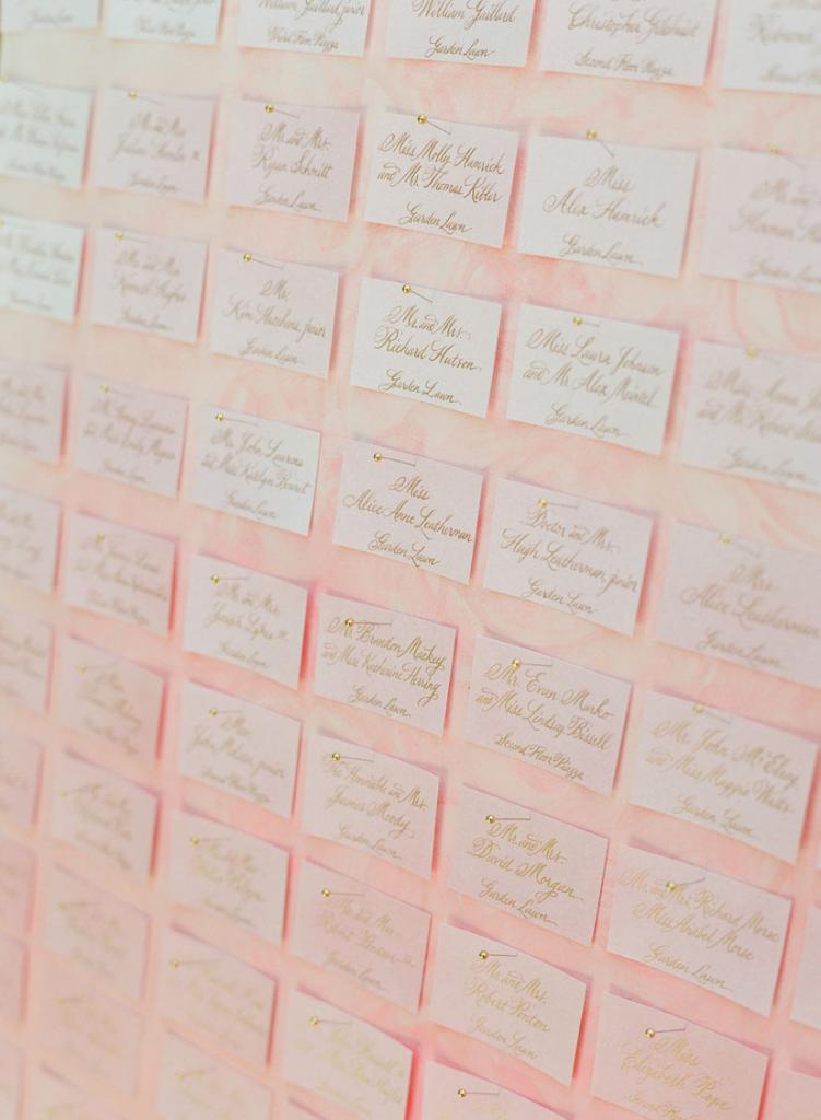 Escort cards were pinned to a canvas painted by Charleston’s Natalie Taylor Humphrey.