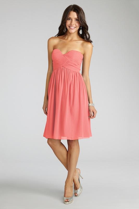 Donna Morgan&#039;s &quot;Morgan&quot; in Coral. Available in Charleston through Bella Bridesmaids.