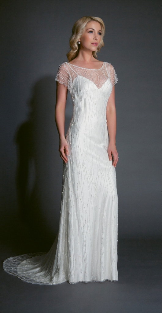 {Timeless Trend} Beaded Sheath; gown: “Halston;” Modern Trousseau flagship stores in Charleston,  Savannah, and Nashville