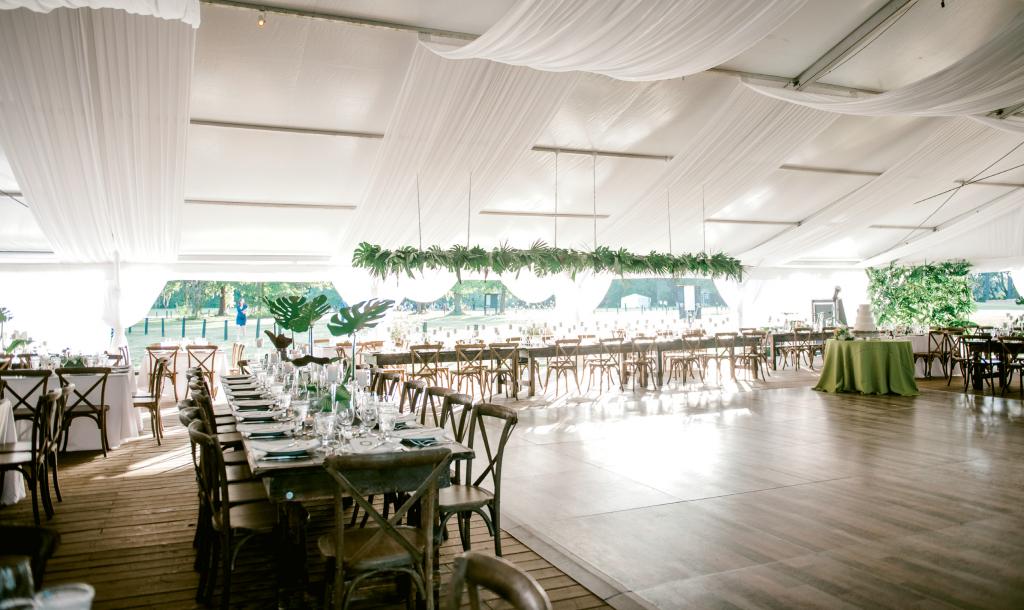 “The space, the design, and the feel were all my mom,” says Lucy.  “She has such an amazing eye and it was an incredible labor of love for her. She found the venue and a photo of a hanging greenery arrangement, and was off to the races.”