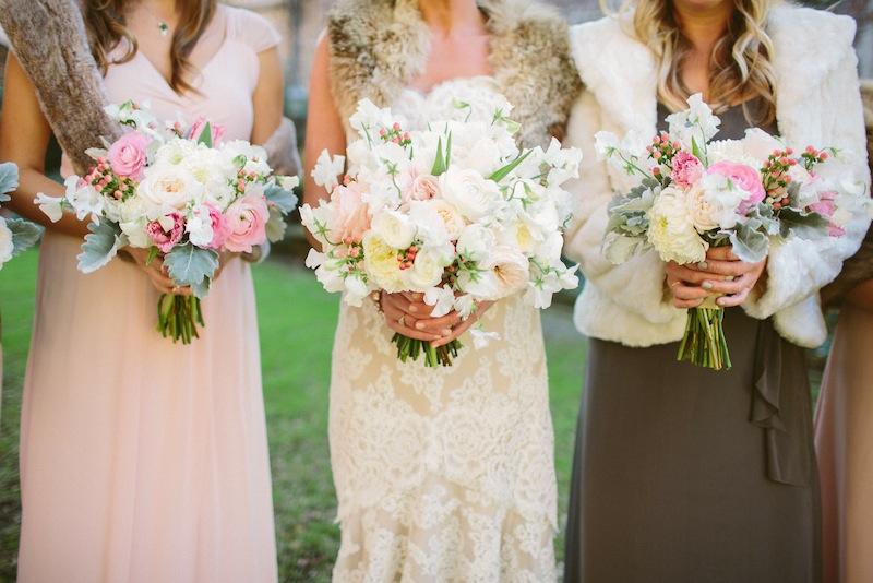 Bouquets by Branch Design Studio. Bridal gown by Anne Barge from Fabulous Frocks. Bridesmaid dresses by Joanna August from Bella Bridesmaids. Image by Juliet Elizabeth Photography.