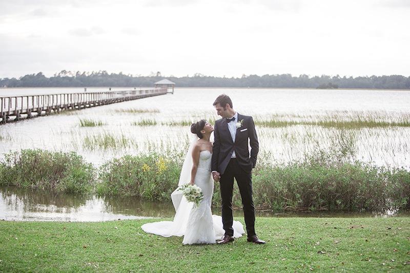 Alice and Forrest traded self-penned vows in front of some 88 family and friends (eight is a lucky number in Chinese culture) at the edge of the Ashley River.