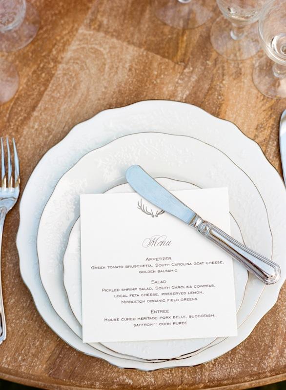 Place settings and crystal from Polished. Menu by Ancesserie. Photograph by Marni Rothschild Pictures.