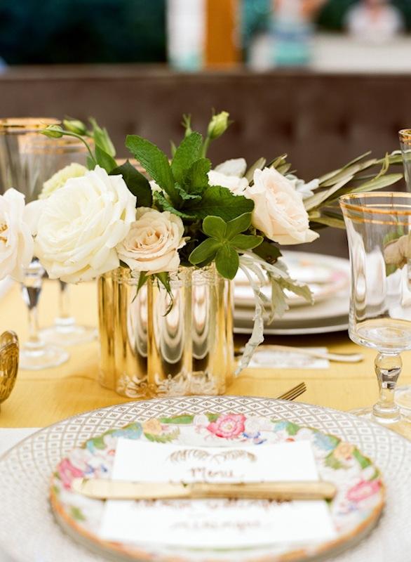Tabletop by Southern Protocol. Florals by Stems. Place settings and crystal from Polished. Place card by Ancesserie. Photograph by Marni Rothschild Pictures.
