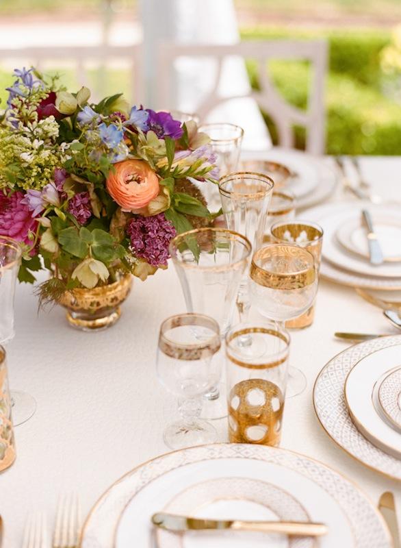 Florals by Out of the Garden. Place settings and crystal from Polished. Photograph by Marni Rothschild Pictures.