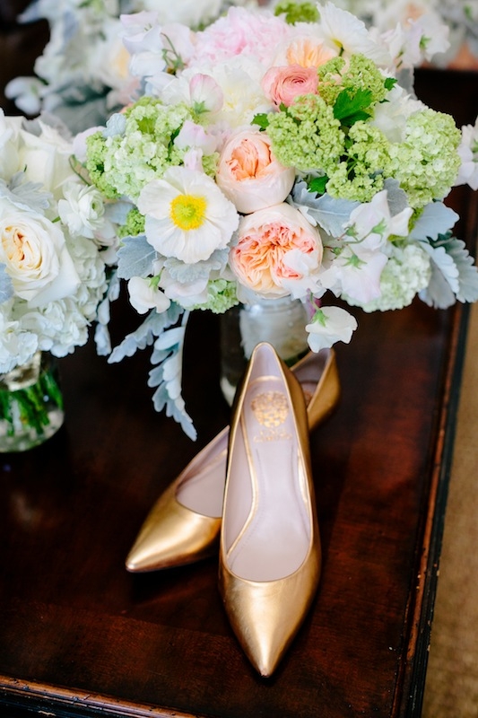 Shoes by Vince Camuto. Florals by Branch Design Studio. Image by Dana Cubbage Weddings.