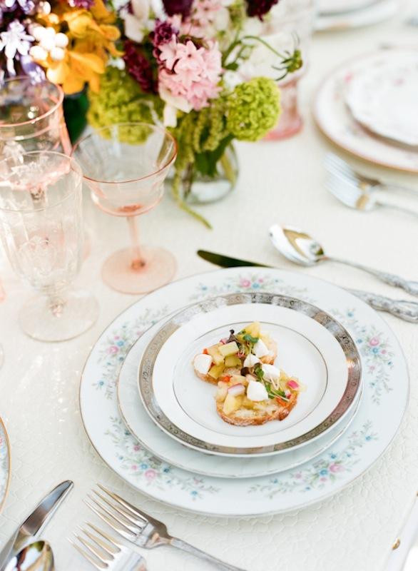 Florals by Out of the Garden. Place setting and crystal from Polished. Photograph by Marni Rothschild Pictures.
