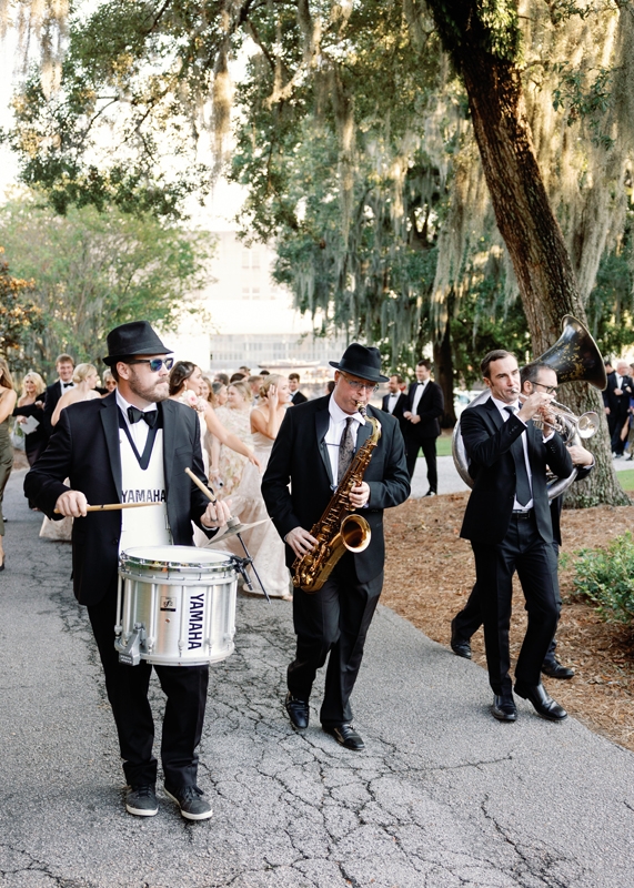 A brass band brought the funk to the transition between venues.