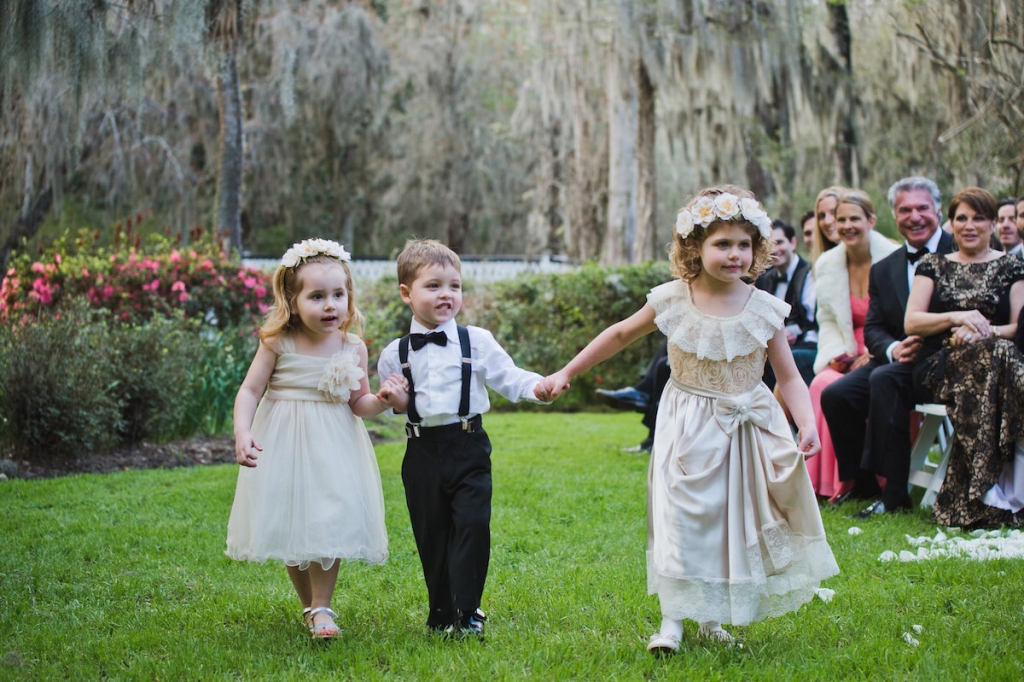 Flower girl dresses by Marks and Spencer. Image by Clay Austin Photography at Magnolia Plantation &amp; Gardens.