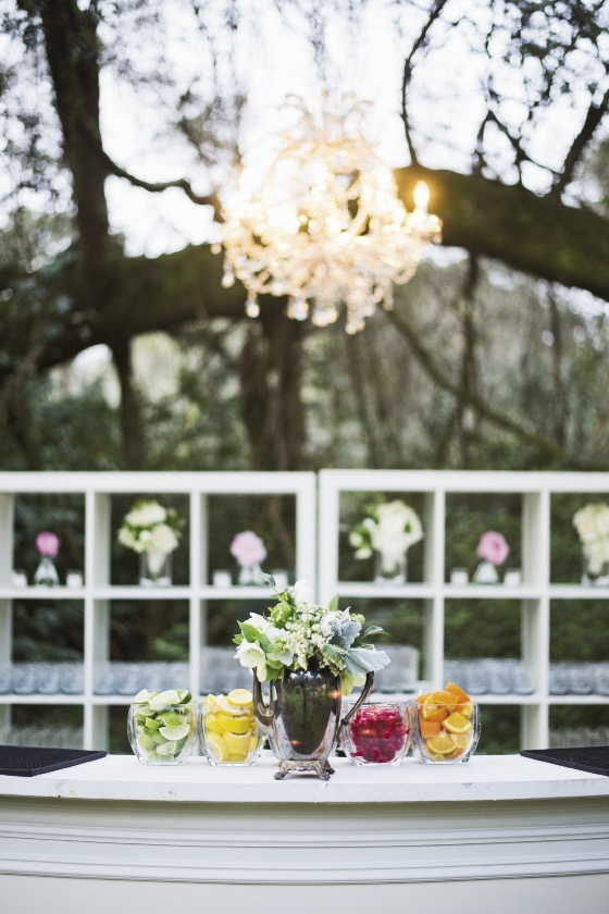 Bar service by Squeeze OnSite. Florals by Out of the Garden. Rentals by Ooh! Events. Image by Clay Austin Photography at Magnolia Plantation &amp; Gardens.