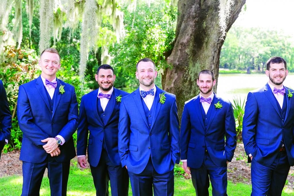 Though the groomsmen wore navy, Matt donned a slightly lighter hue along with his own uniquely patterned bow tie.