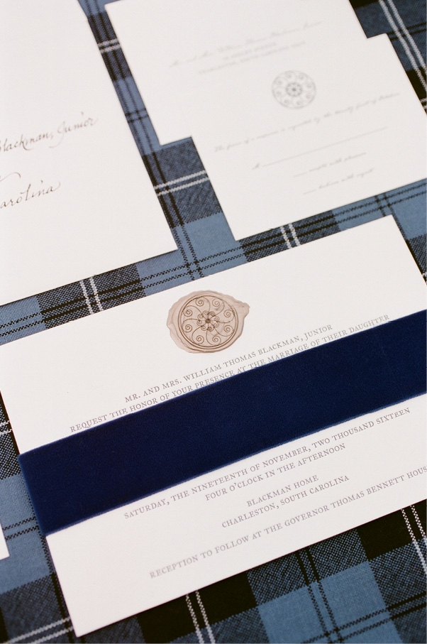 Rebecca, who heads a marketing firm, designed the invitation suite, which included a wax seal that mimics the ironwork on the piazza at her family home.