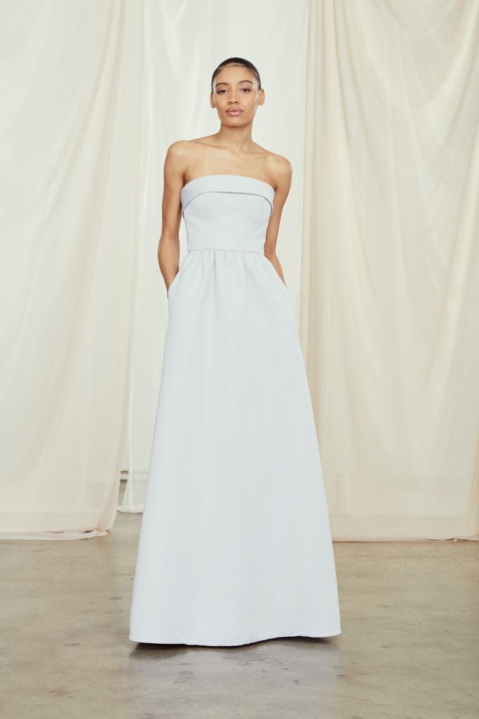Best for Ballrooms: Amsale’s “Rene.” Why It Works: “It’s crisp and sophisticated, and will look good on all bridesmaids as they dance the night away.” —Alex Moring, Bella Bridesmaids