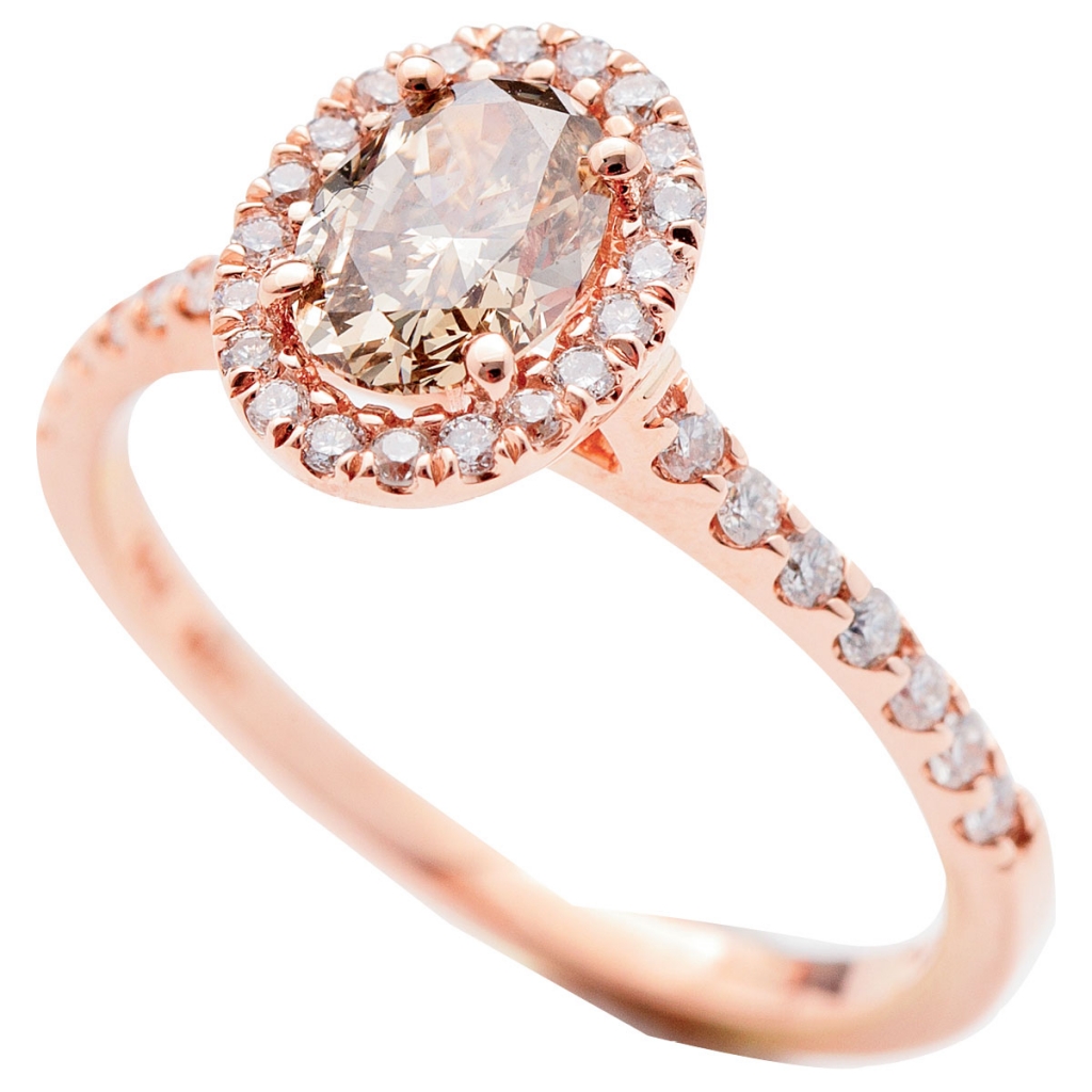 14K rose gold ring with .75 ct. champagne-colored diamond center and accent diamonds (.875 total cts.) from REEDS Jewelers ($3,195)