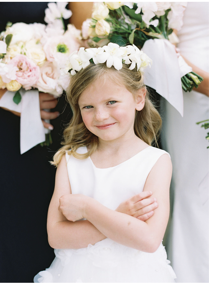 The flower girl wore a crown of gardenia