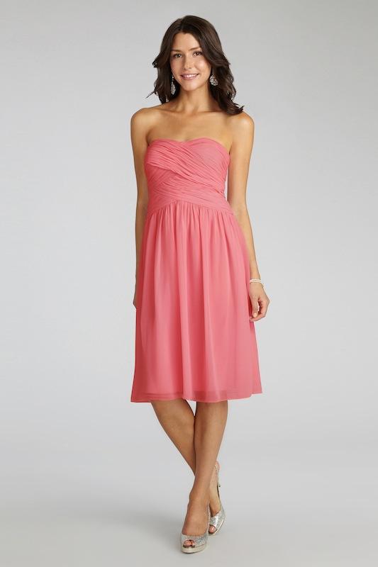 Donna Morgan&#039;s &quot;Anne&quot; in Coral. Available in Charleston through Bella Bridesmaids.
