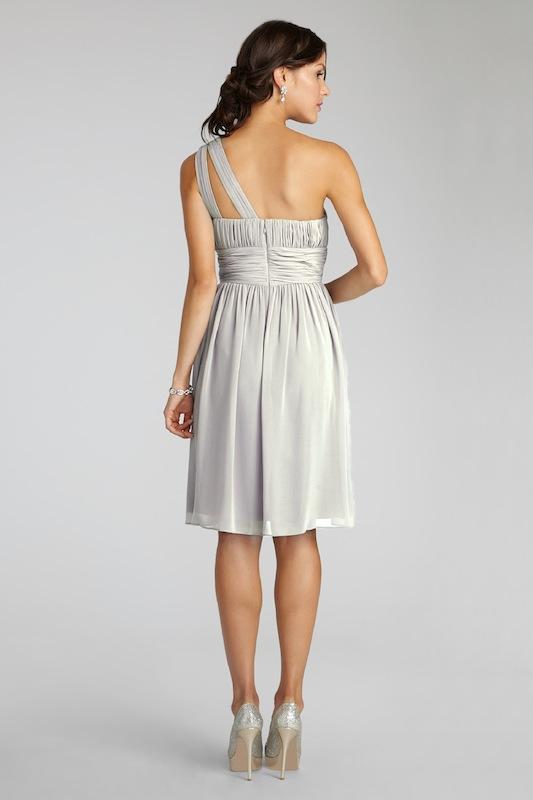 Donna Morgan&#039;s &quot;Rhea&quot; in Dove. Available in Charleston through Bella Bridesmaids.