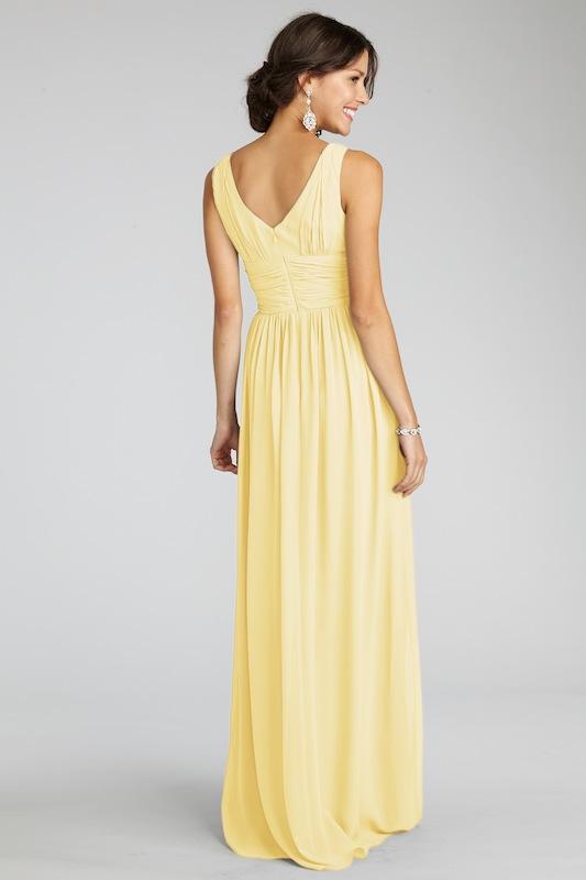 Donna Morgan&#039;s &quot;Julie&quot; in Lemon. Available in Charleston through Bella Bridesmaids.