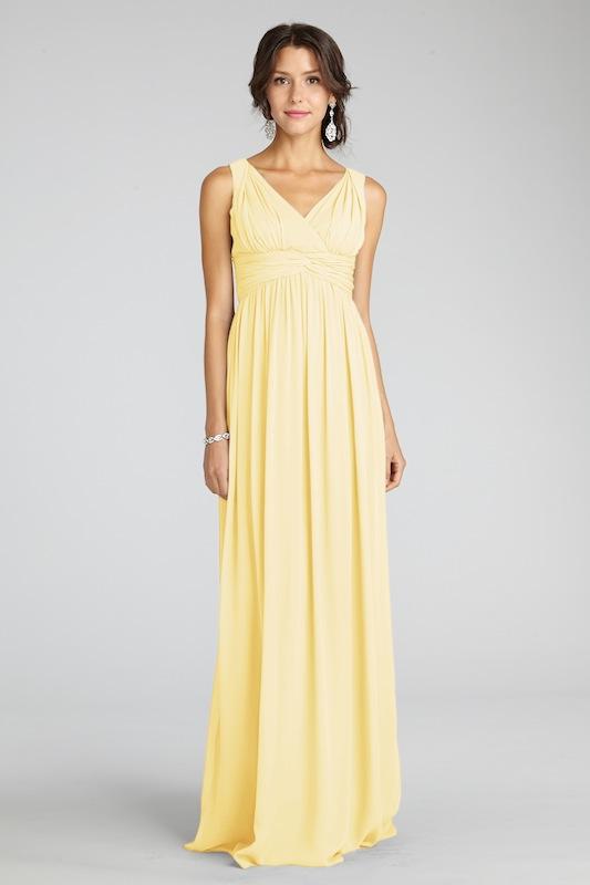 Donna Morgan&#039;s &quot;Julie&quot; in Lemon. Available in Charleston through Bella Bridesmaids.