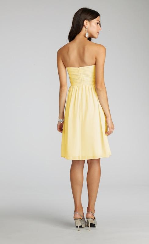 Donna Morgan&#039;s &quot;Sarah&quot; in Lemon. Available in Charleston through Bella Bridesmaids.