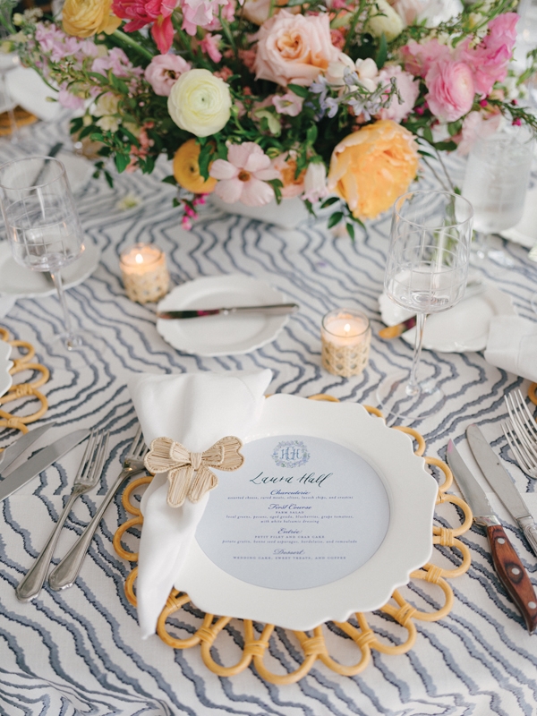The couple’s table settings played up the casually sophisticated coastal vibe they were seeking.