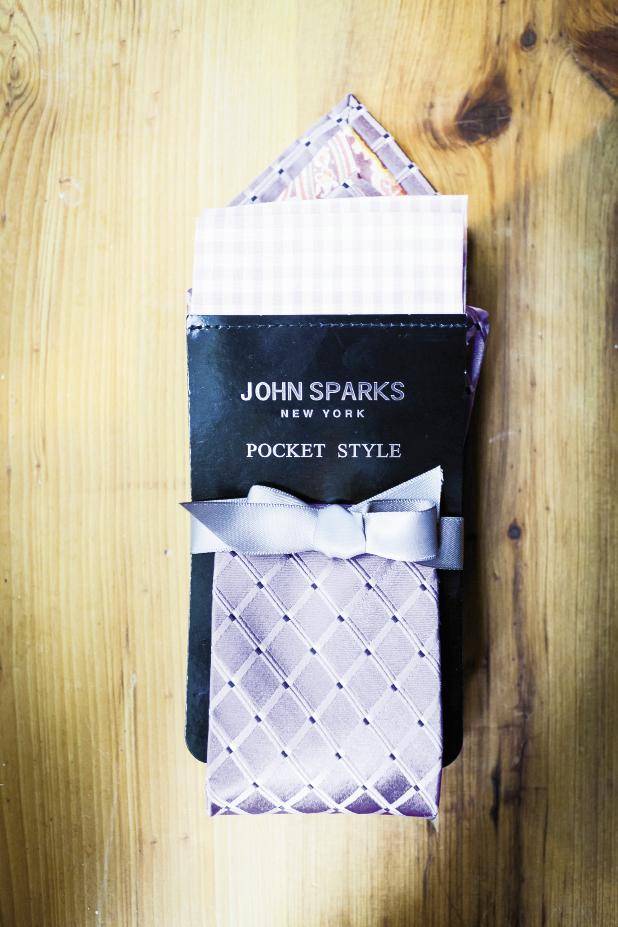 STYLE FILE: The couple bought mix-and-match lavender ties and pocket squares for their ushers.