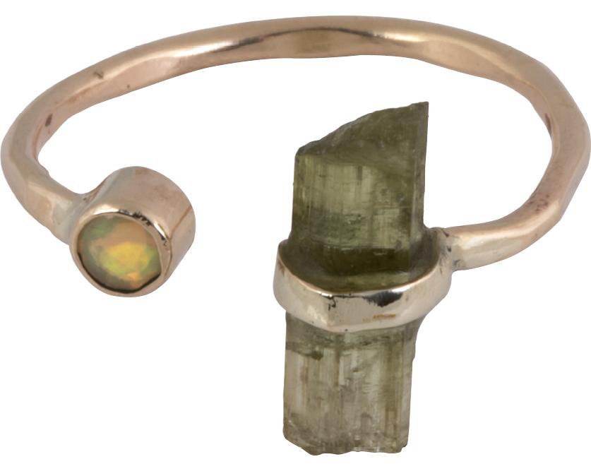 14K gold, tourmaline, and opal ring from Kate Davis ($180)