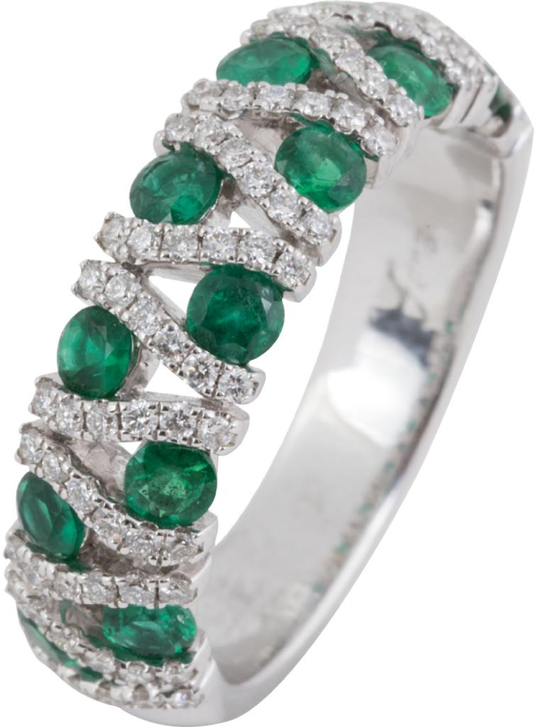 14K white gold, emerald, and diamond band from Diamonds Direct (price upon request)