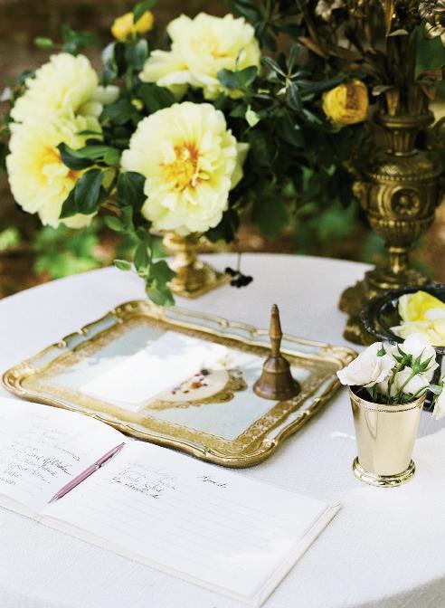 HOME STYLE: Vintage appointments on the sign-in table gave the setting a homey aura.