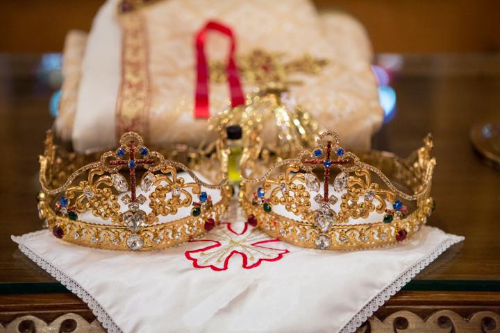 PRECIOUS JEWELS: In the Eastern Orthodox church, the crowns donned by two newlyweds symbolize the crowns that await them in heaven.