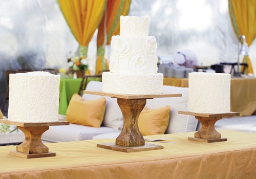 CAKEWALK: “I can’t wait to get another taste on our anniversary!” says Tyler of the treats from Wedding Cakes by Jim Smeal.