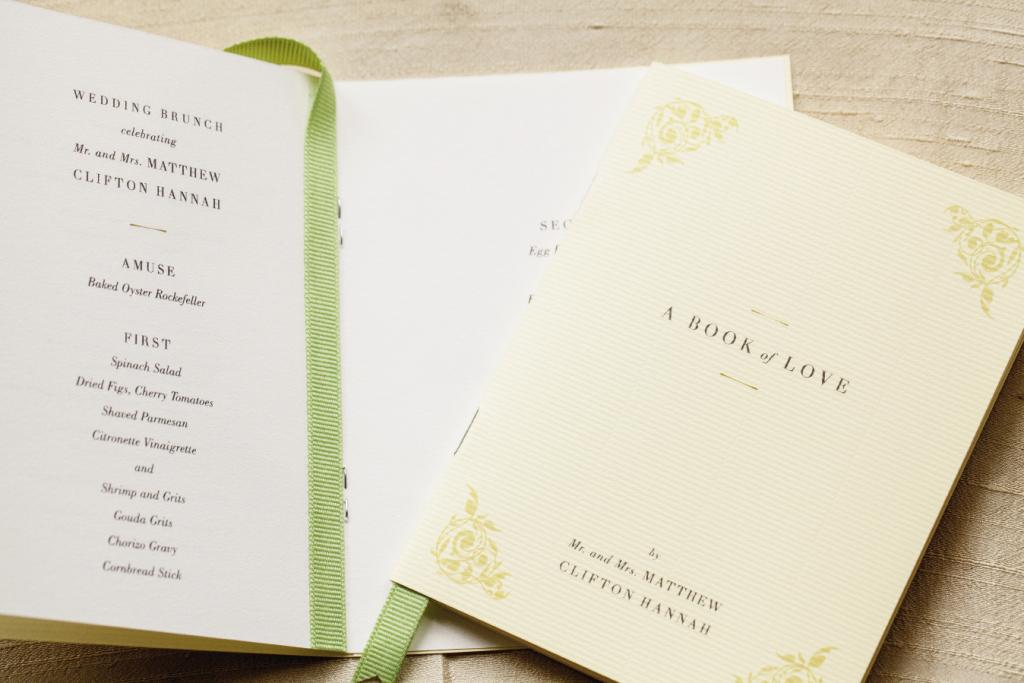 BOOK OF LOVE: The extensive menu was shared in a booklet that included a poem of the couple’s favorite things.
