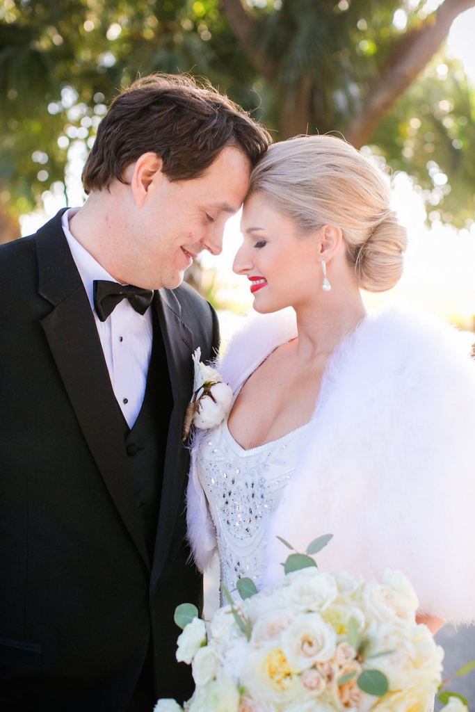 Bride&#039;s gown from Gown Boutique of Charleston. Beauty by Paper Dolls Wedding Hair &amp; Makeup. Photograph by Dana Cubbage Weddings.